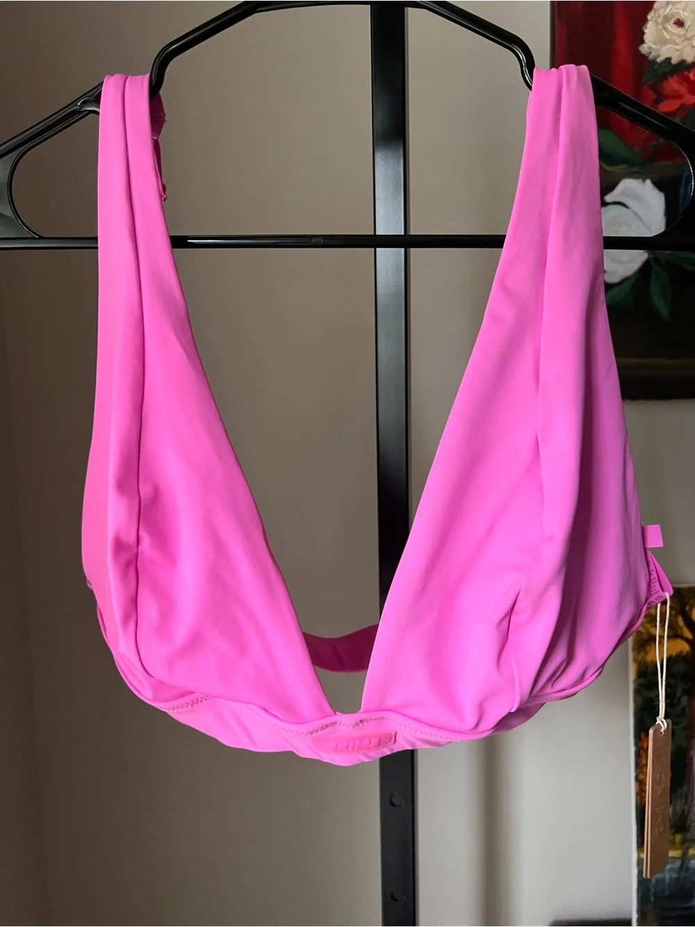 Skims plunge bikini top neon orchid Hot Pink V-Neck
